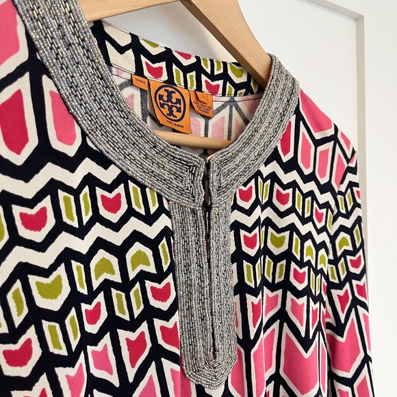 Tory Burch Multicoloured Beaded Silk Tunic Top - Picture 5 of 11